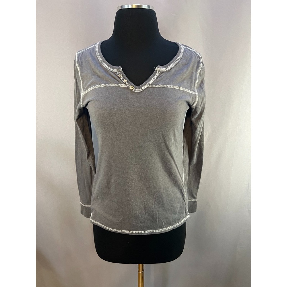 Fitz + Eddi Womens M Long Sleeve Henley Notch Neck Contrast Stitch Y2K Coquette